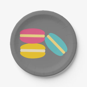 Assiettes En Carton Gâteaux colorés de macaron français