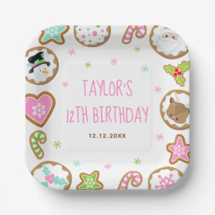 Assiettes En Carton Gâteaux de Noël Fête d'anniversaire Rose et Vert