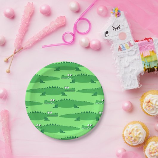 Assiettes En Carton Gator Alligator Crocodile Enfants 1er fête d'anniv (Fête)