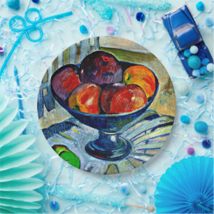 Assiettes En Carton Gauguin - Plat de fruits sur une chaise de jardin