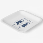 Assiettes En Carton Gay Grooms Regency Roses bleus (Angulaire)