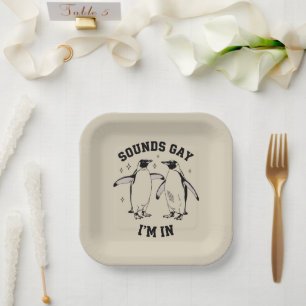Assiettes En Carton Gay Penguin Sounds Gay I'm In Vintage Queer Lgbtq