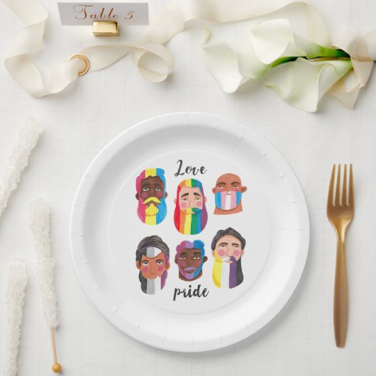Assiettes En Carton Gay pride arc-en-ciel drapeaux de genre barbe homm (Mariage)