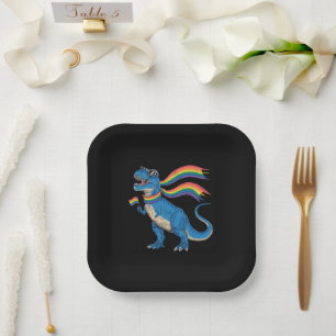 Assiettes En Carton Gay pride Dino Trex Rainbow Flag Lgbt Ally