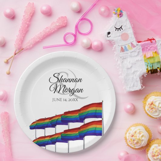 Assiettes En Carton Gay pride Rainbow Flags Mariage Plaques papier (Fête)