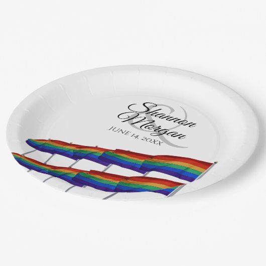Assiettes En Carton Gay pride Rainbow Flags Mariage Plaques papier (Angle)