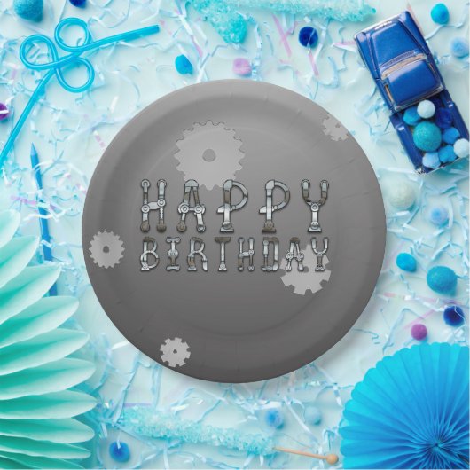 Assiettes En Carton Gears Robot Futuriste Cool Amusants Anniversaire F (Fête)