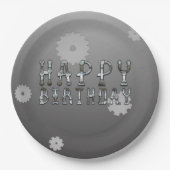 Assiettes En Carton Gears Robot Futuriste Cool Amusants Anniversaire F (Devant)