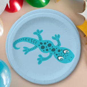 Assiettes En Carton Gecko Lizard Blue Anniversaire de enfant Party 
