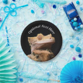 Assiettes En Carton Gecko Lizard en crête sur noir (Fête)