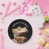 Assiettes En Carton Gecko Lizard en crête sur noir (Fête)