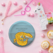 Assiettes En Carton Gecko personnalisé orange et bleu fête d'anniversa (Fête)