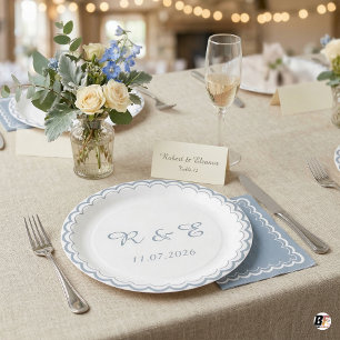 Assiettes En Carton Gemini a déclaré SEO Titre : Élégant Scallope Bleu