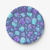 Assiettes En Carton Gemmes pourpres et Turquoises (Devant)