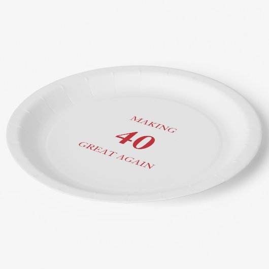 Assiettes En Carton Generic Making 40 Great Again Birthday Party Red (Angle)
