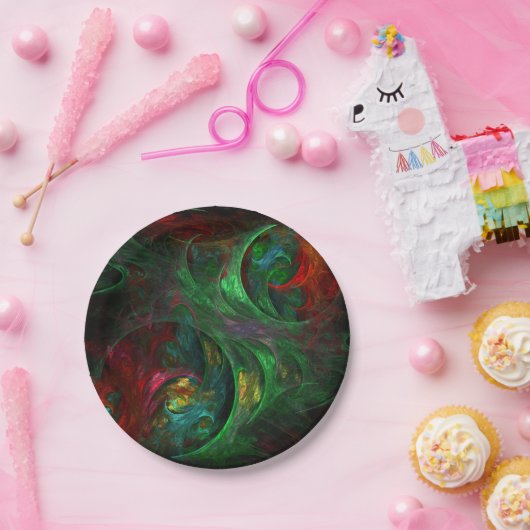 Assiettes En Carton Genesis Green Art Abstrait (Fête)