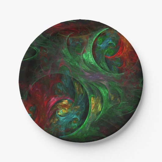 Assiettes En Carton Genesis Green Art Abstrait (Devant)