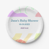 Assiettes En Carton Genre neutre formes abstraites nom du baby shower (Devant)