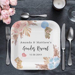 Assiettes En Carton Genre révéler la fête pampas en peluche ours garço