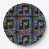 Assiettes En Carton Genres de musique colorée (Devant)