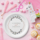 Assiettes En Carton Geo vert | Mariage or Rose (Fête)