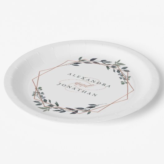 Assiettes En Carton Geo vert | Mariage or Rose (Angle)