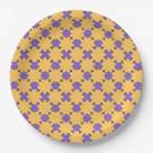 Assiettes En Carton Geo violet et jaune (Devant)