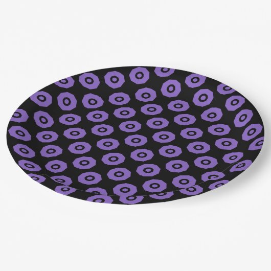 Assiettes En Carton Geo violet et noir (Angle)