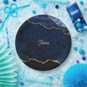 Assiettes En Carton Géode Bleu Doré (Fête)