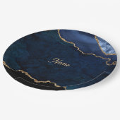 Assiettes En Carton Géode Bleu Doré (Angle)
