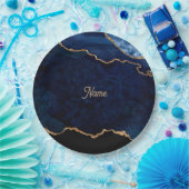 Assiettes En Carton Geode Blue Gilded (Fête)