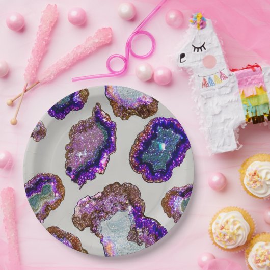 Assiettes En Carton Géode cristal (Fête)