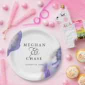 Assiettes En Carton Géode d'aquarelle Améthyste moderne BarefootBride™ (Fête)