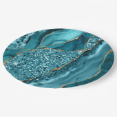 Assiettes En Carton Géode dorée en marbre bleu turquoise Parties scint (Angle)