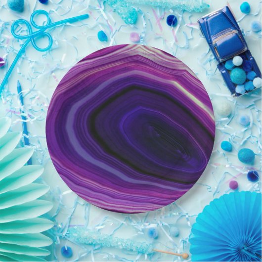 Assiettes En Carton Géode violet à perte (Fête)