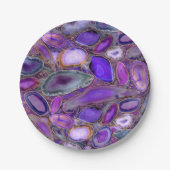 Assiettes En Carton Geodes cristal motif - violet et violet (Devant)