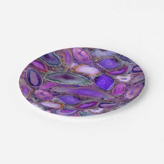 Assiettes En Carton Geodes cristal motif - violet et violet (Angle)