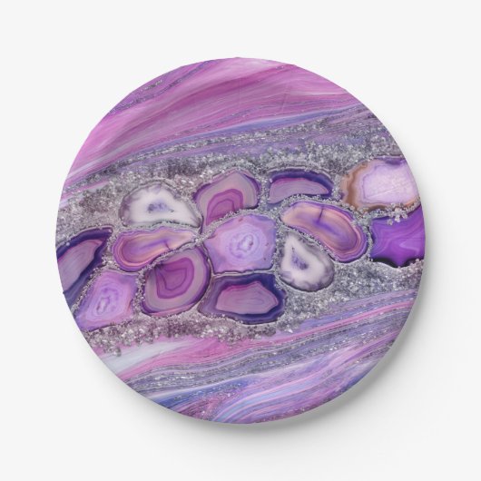 Assiettes En Carton Geodes crystal Flow - Purple and Violet (Devant)