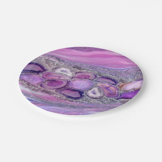 Assiettes En Carton Geodes crystal Flow - Purple and Violet (Angle)