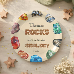 Assiettes En Carton Géologie fête d'anniversaire roche gemstone