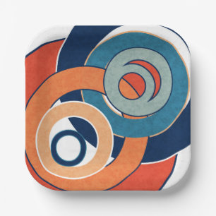 Assiettes En Carton Géomètre de paysage artistique minimaliste moderne