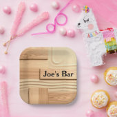 Assiettes En Carton Geometric Wood On Sand Design (Fête)