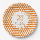 Assiettes En Carton Géométrie en agrumes orange 60e anniversaire (Devant)