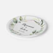 Assiettes En Carton Géométrique Elegant Gold Greenery Mariage Gâteau (Angle)