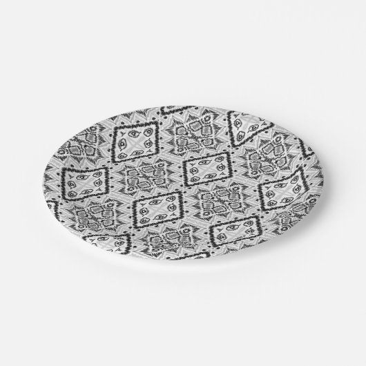 Assiettes En Carton Géométrique, motif, noir et blanc (Angle)
