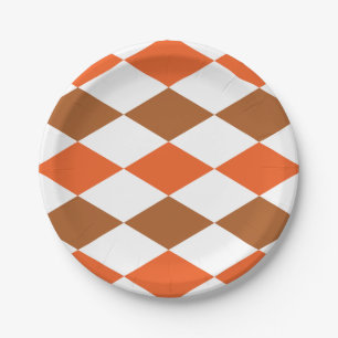 Assiettes En Carton Géométrique Orange Vert Diamant Partie géométrique