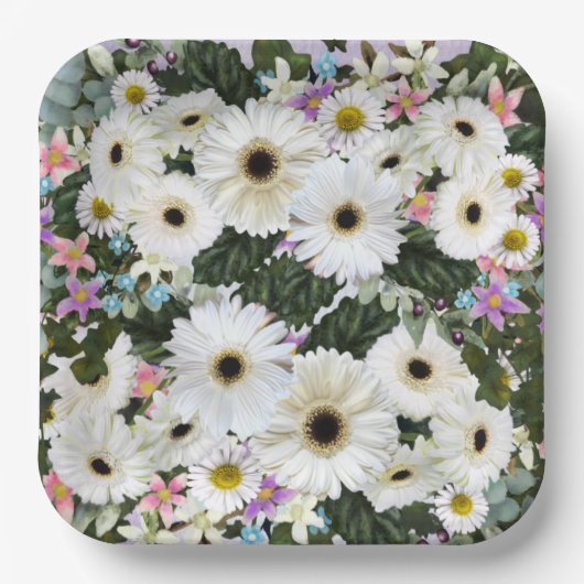 Assiettes En Carton Gerbera Daisies Swag Plaque papier Mariage (Recto)