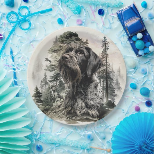 Assiettes En Carton German Wirehaired Pointer (Fête)