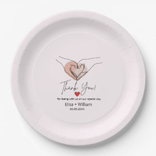 Assiettes En Carton Gesture minimaliste de coeur main Mariage cadeau i