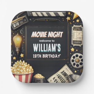 Assiettes En Carton Get boy Camping Popcorn Film Nuit 13e anniversaire